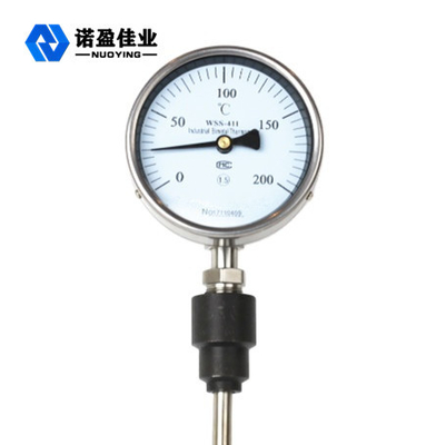 น้ำมันไฮดรอลิก SS Bimetallic Dial Thermometer 150mm Thread Connection